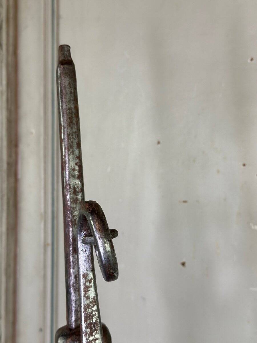 Pair of wrought iron candlesticks, 18th century