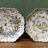 Pair of octagonal Rouen plates, signed AP
