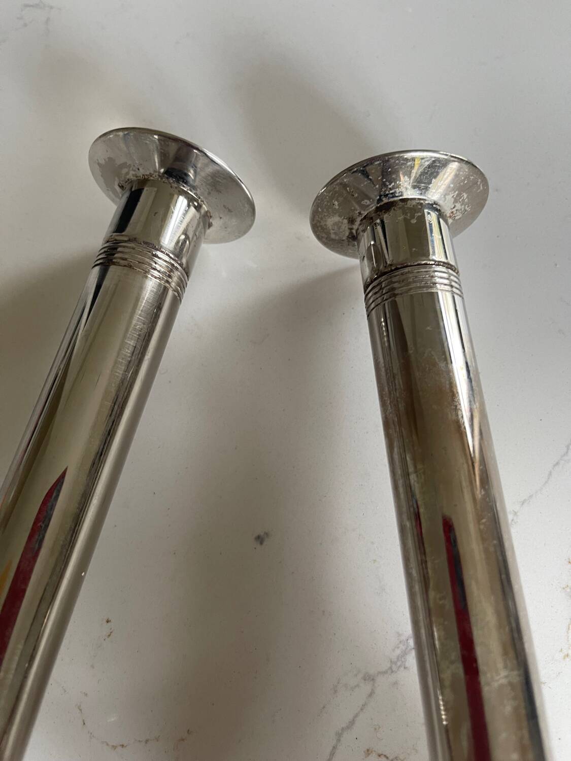 Silver metal candle holders