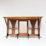 Antique French coat rack with mirror in art deco style circa 1930