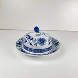Rare Large Round Butter Dish Hutschenreuther Blue Onion Porcelain Germany