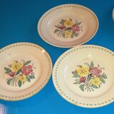 5 ironstone plates - colorful floral patterns, approx. 23cm in diameter.