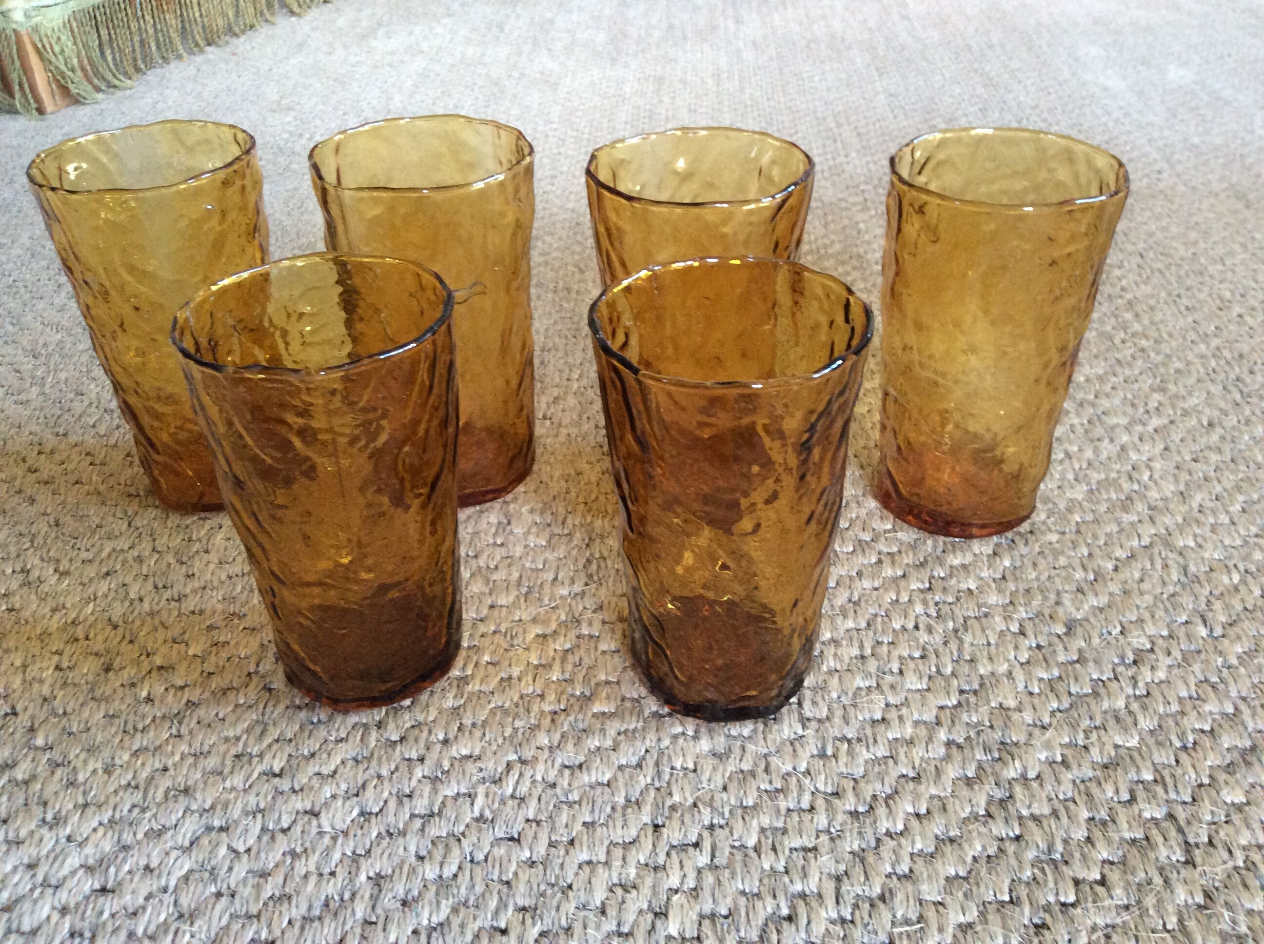 Series of 6 amber glasses