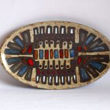 Abstract Brutalist Ceramic Centerpiece Plate by Perignem, Belgium, 1960s.