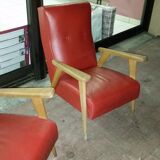 Ancienne paire de fauteuil vintage,année 60, pied compas