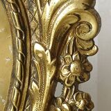 19th century "Victorian" double frame, gilded bronze decorated with acanthus & flower garlands