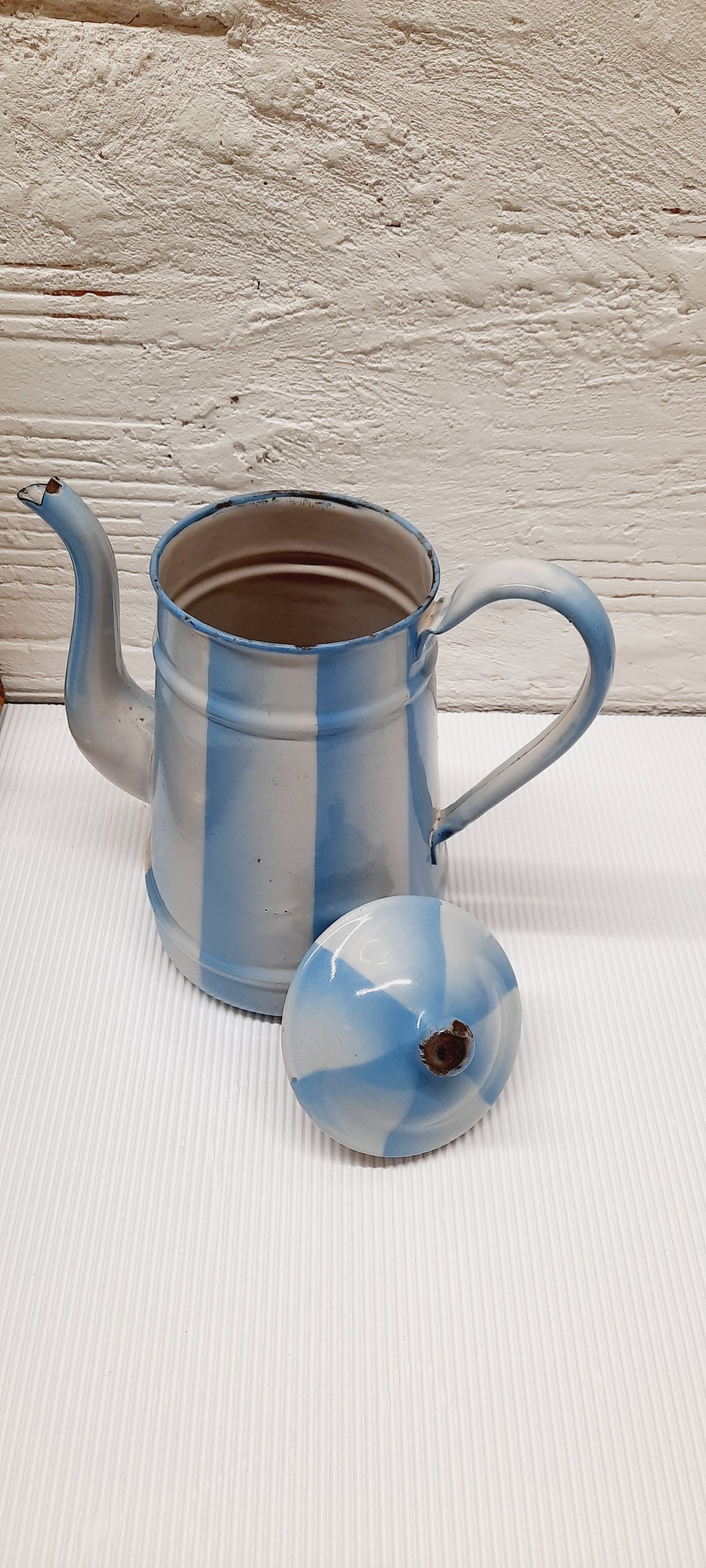 Blue enamelled coffee maker