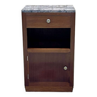 Art deco mahogany bedside table with marble top