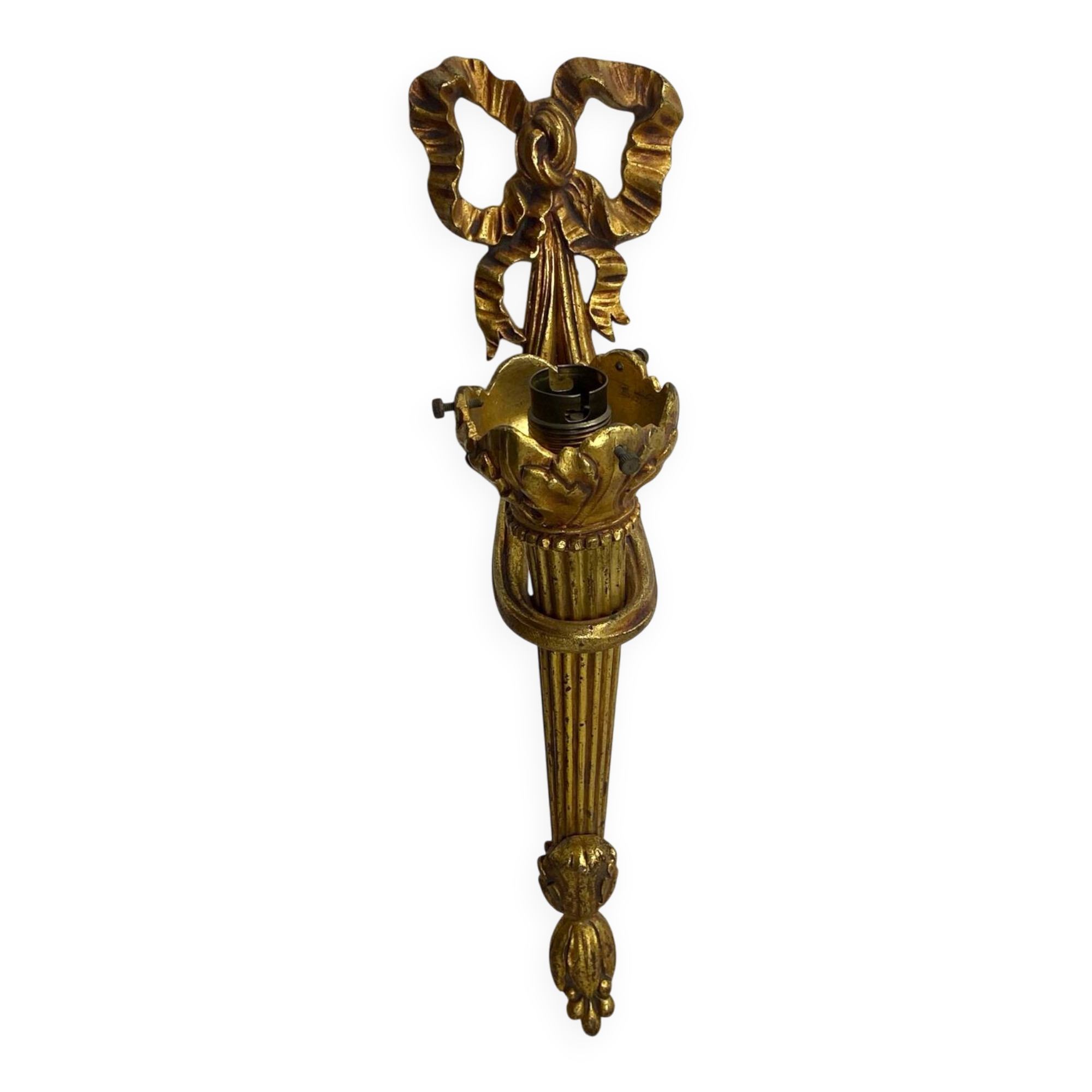 Bronze wall light, decorated with a bow and ribbon.