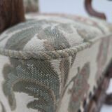 1950s, Scandinavian highback armchair, furniture fabric, oak wood.