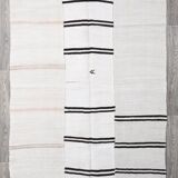 Beige & Black Striped Vintage Kilim Rug, 170x256 Cm