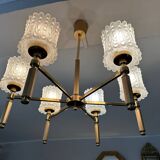 Lustre en laiton et verre 1970
