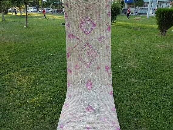 Vintage Turkish hallway rug 78x351 cm