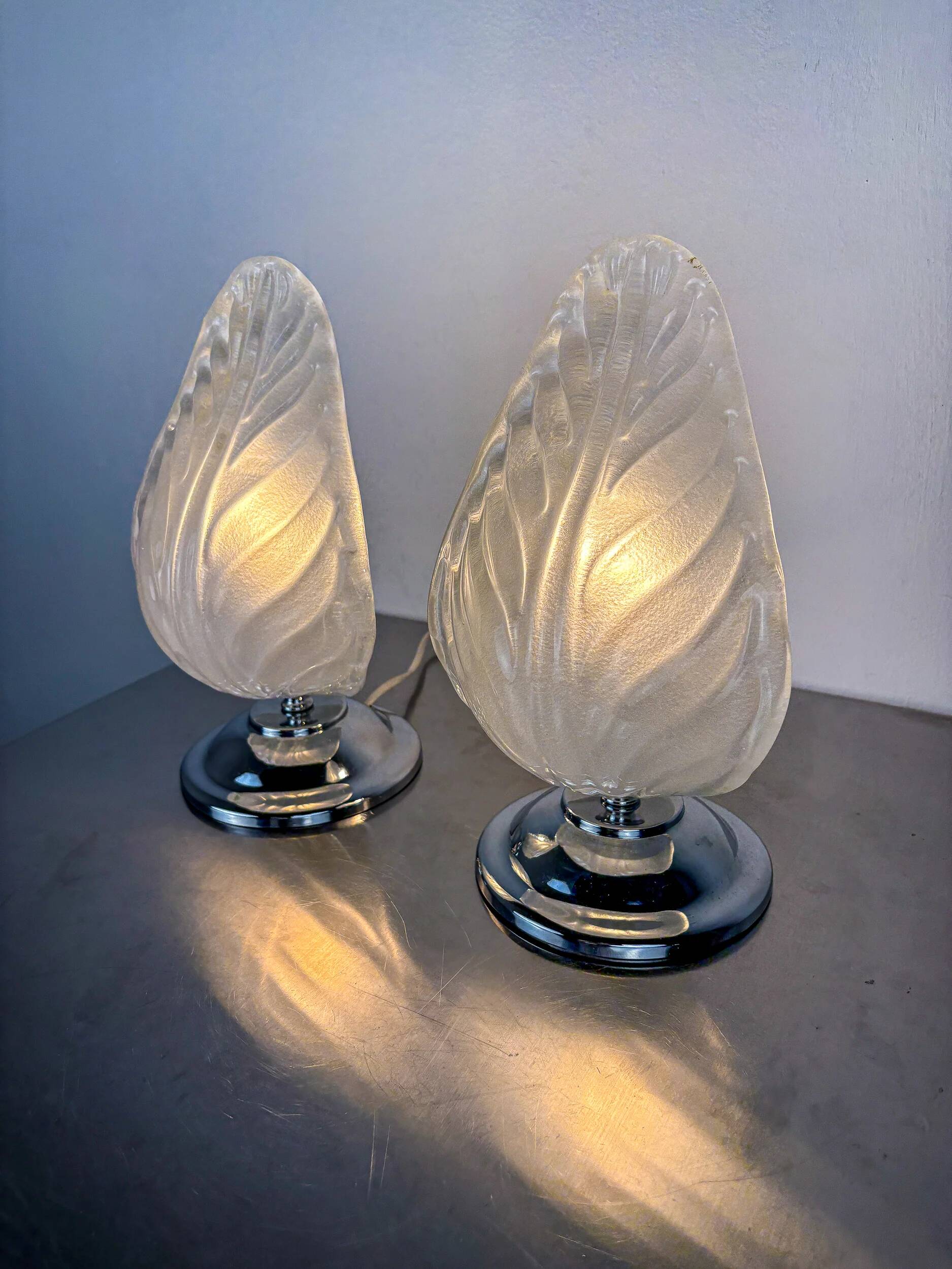 Pair of Art Deco Murano glass table lamps by Barovier & Toso, Italy, 1960s