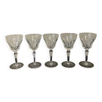 Lot de 5 verres à vin en cristal taillé années 1970