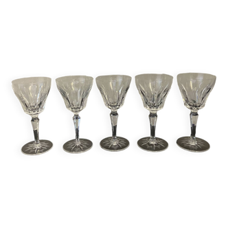 Set of 5 cut crystal wine glasses from the 1970s