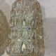 Glashütte Limburg amber bubble glass ceiling light and 2 sconces, 1960s