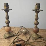 Brass and stone lamp bases