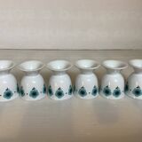 Six blue flower egg cups