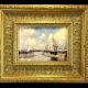 Painting / oil on canvas signed "f.nioli" (low tide) well framed