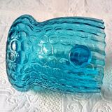Ice bucket optical turquoise glass, vintage crystal