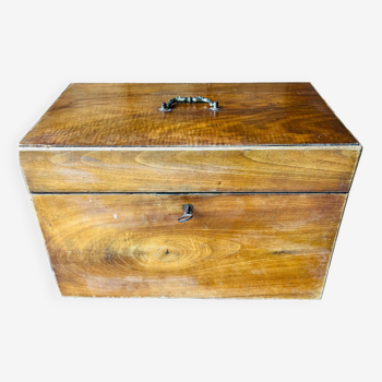 Antique wooden box with compartment