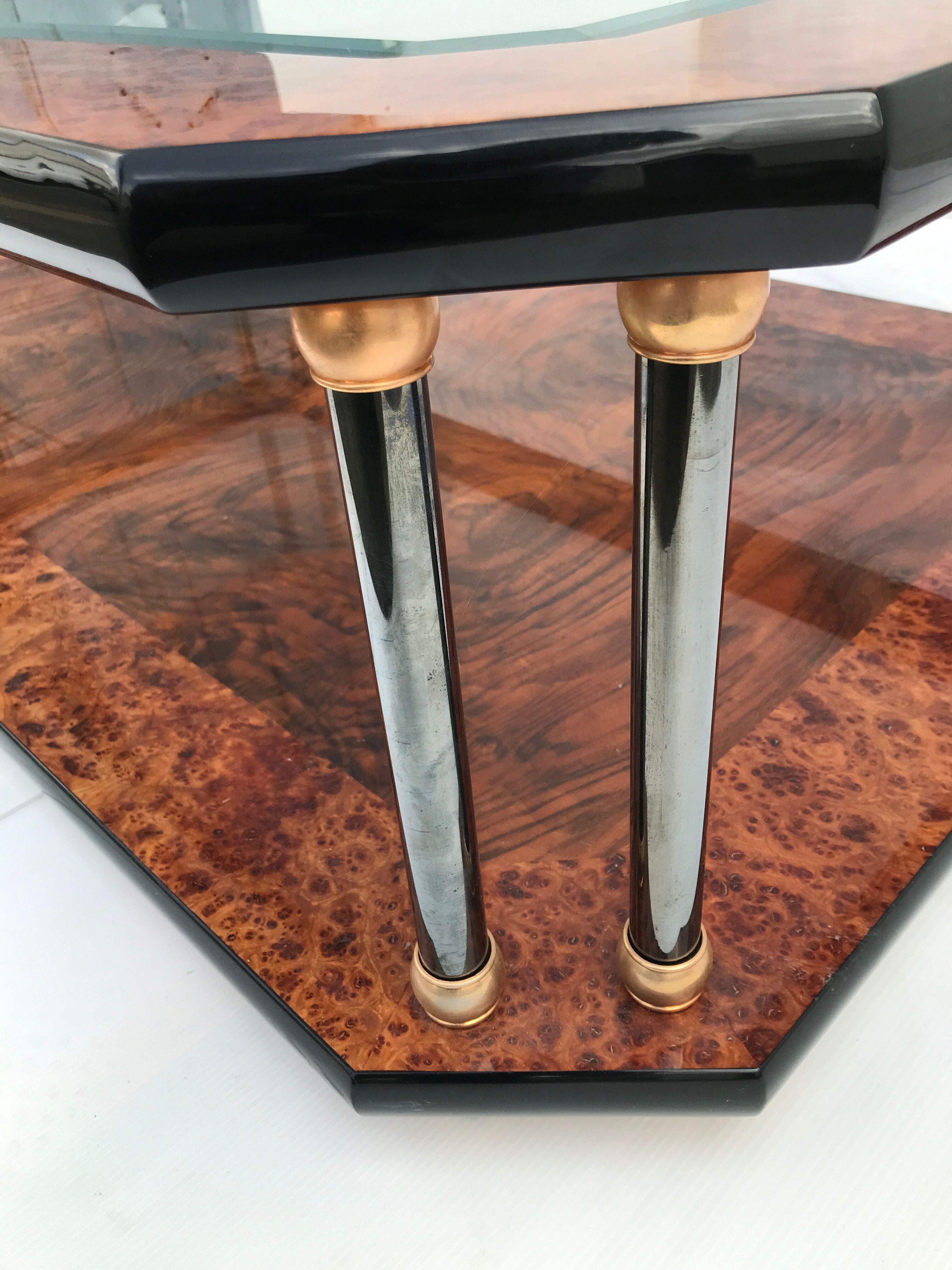 Elm magnifying glass coffee table and glass 60s