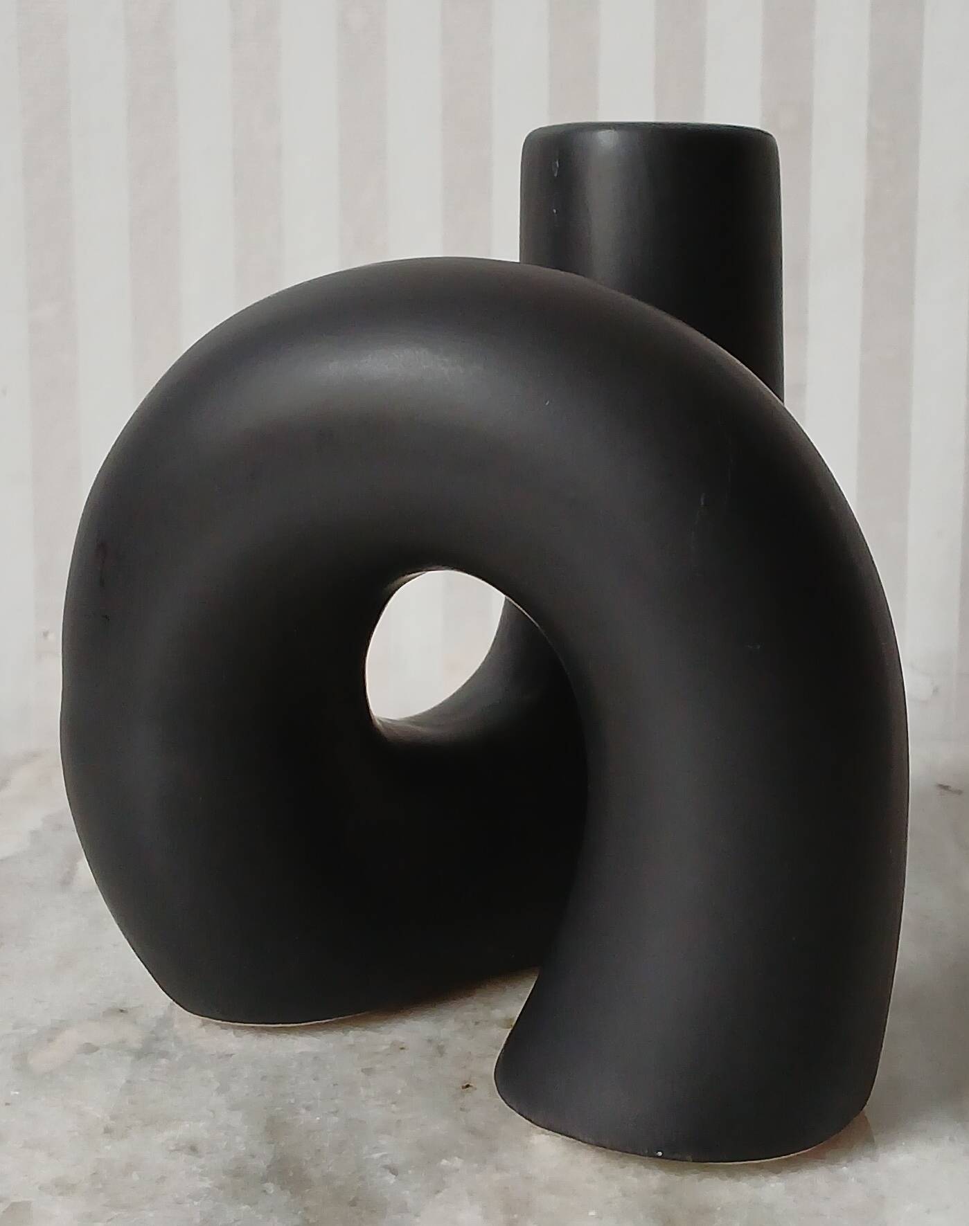 Black ceramic tube candle holder