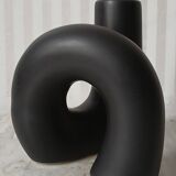 Black ceramic tube candle holder