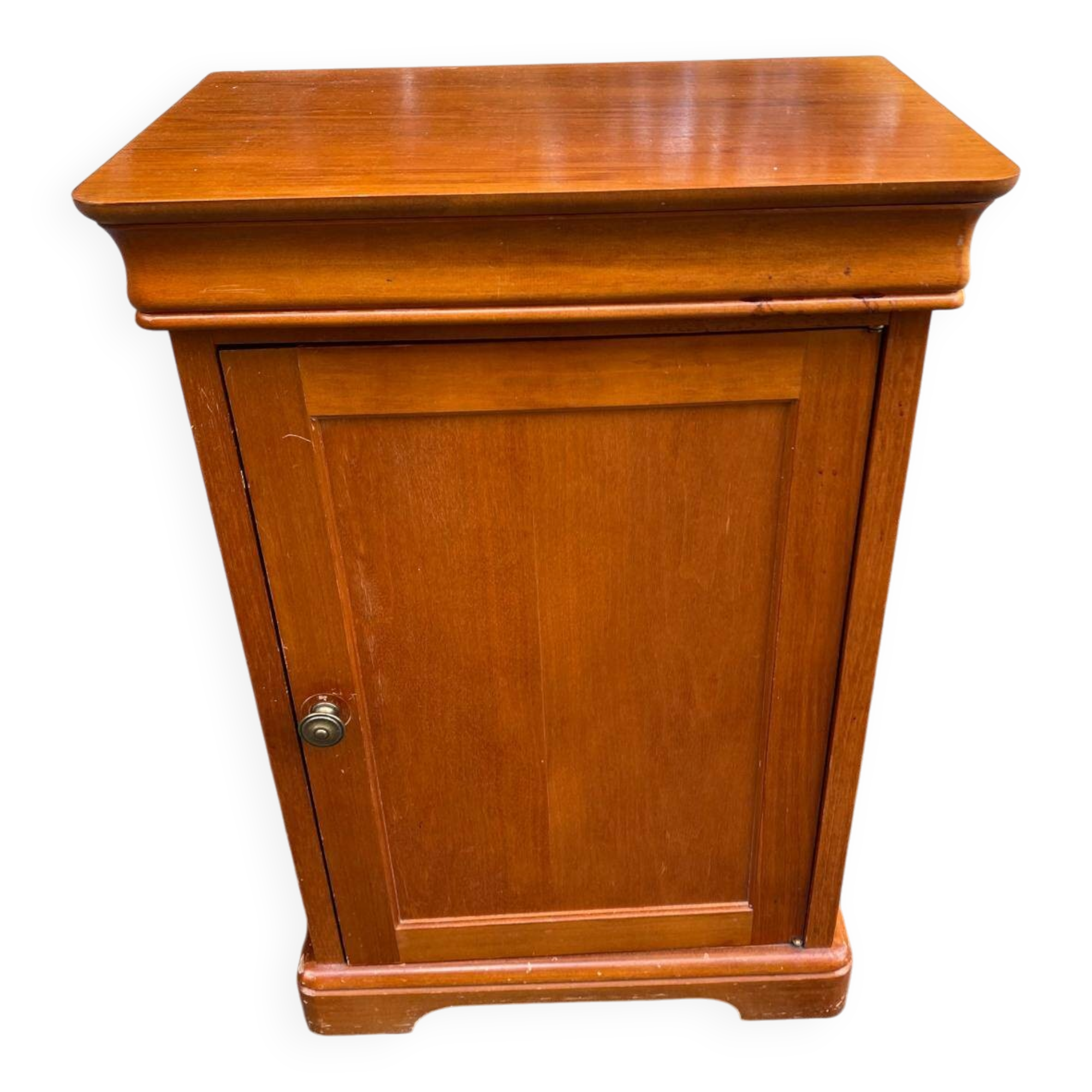 Wooden side table with drawer and storage, Louis Philippe style.
