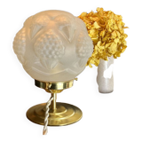 Vintage globe table lamp in art deco pressed frosted glass - circa 20
