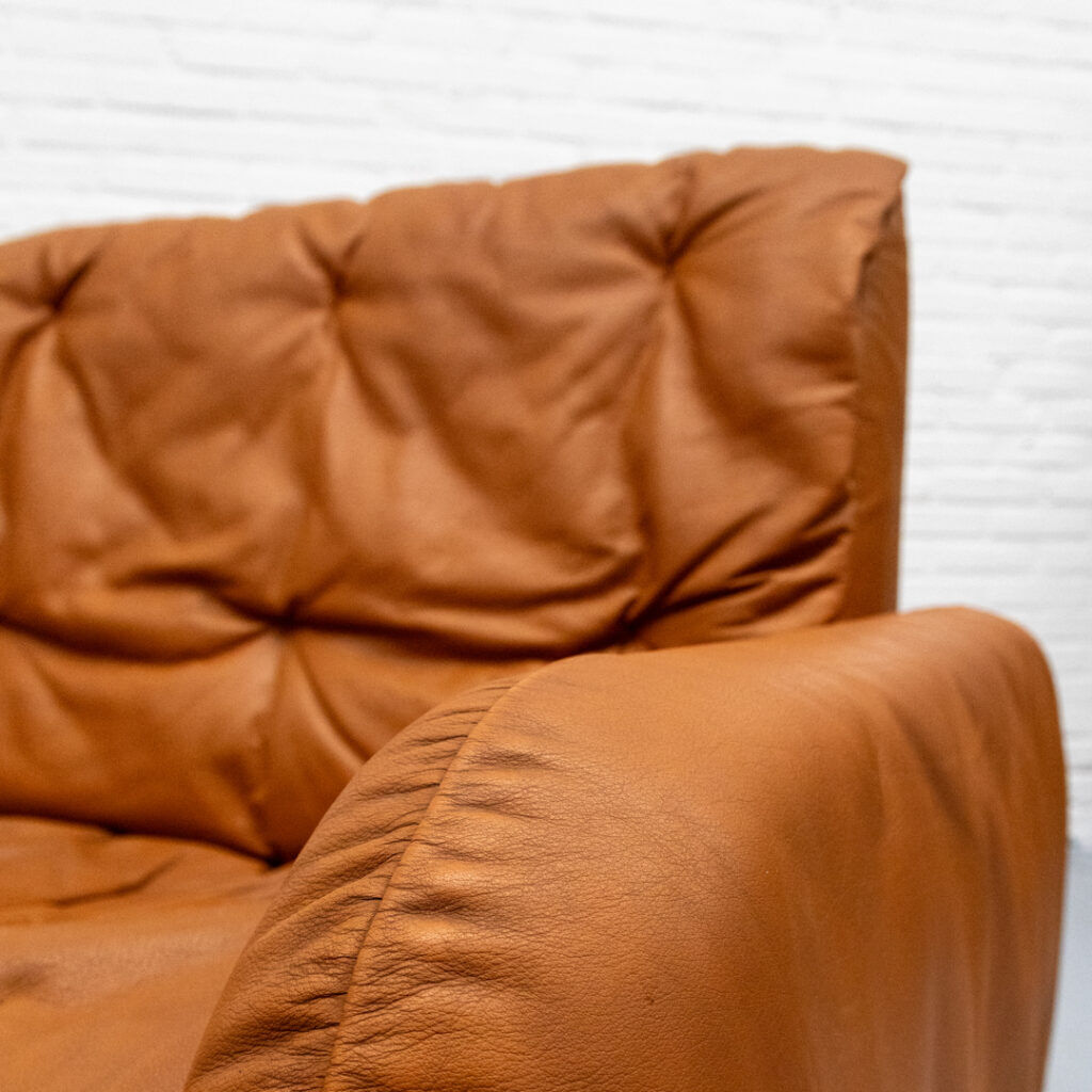 Italian Cognac Leather Bonacina Armchair 1970s