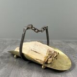 Brass fireplace set, Louis XVI style, fire screen, companion set and holder.