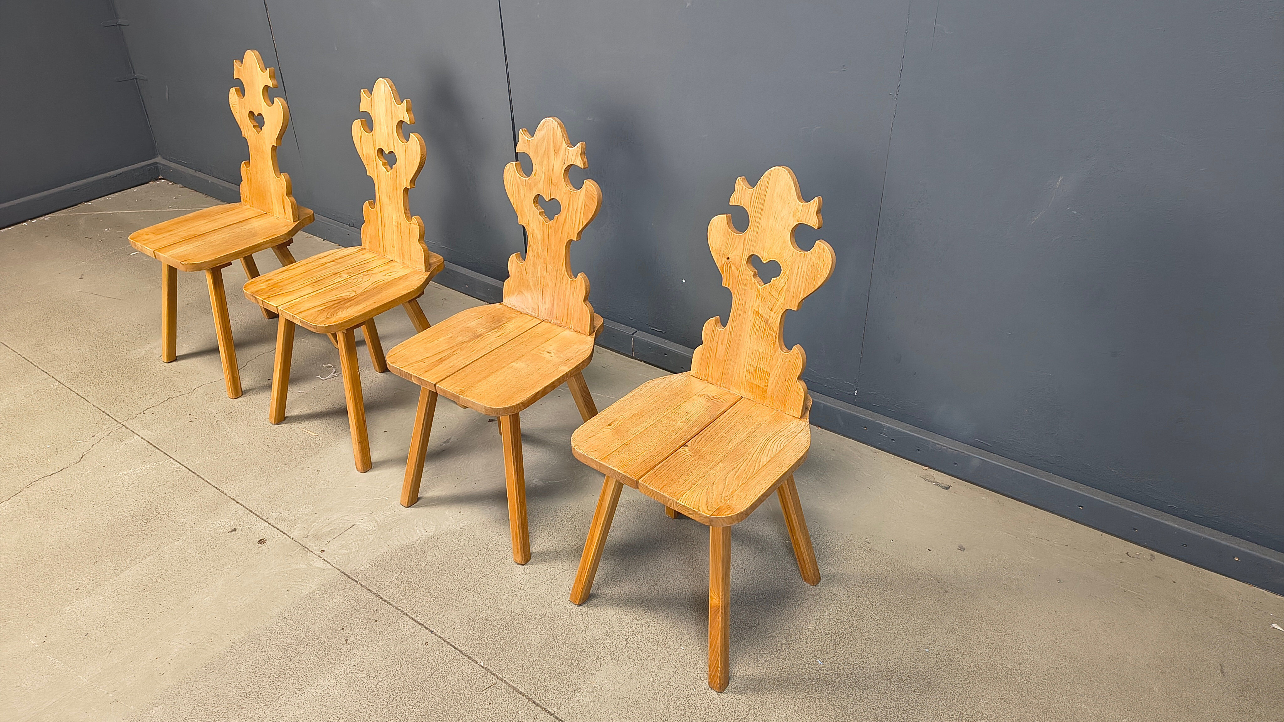 Vintage rustic Tiroler style dining chairs, 1960s