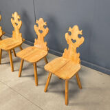 Vintage rustic Tiroler style dining chairs, 1960s