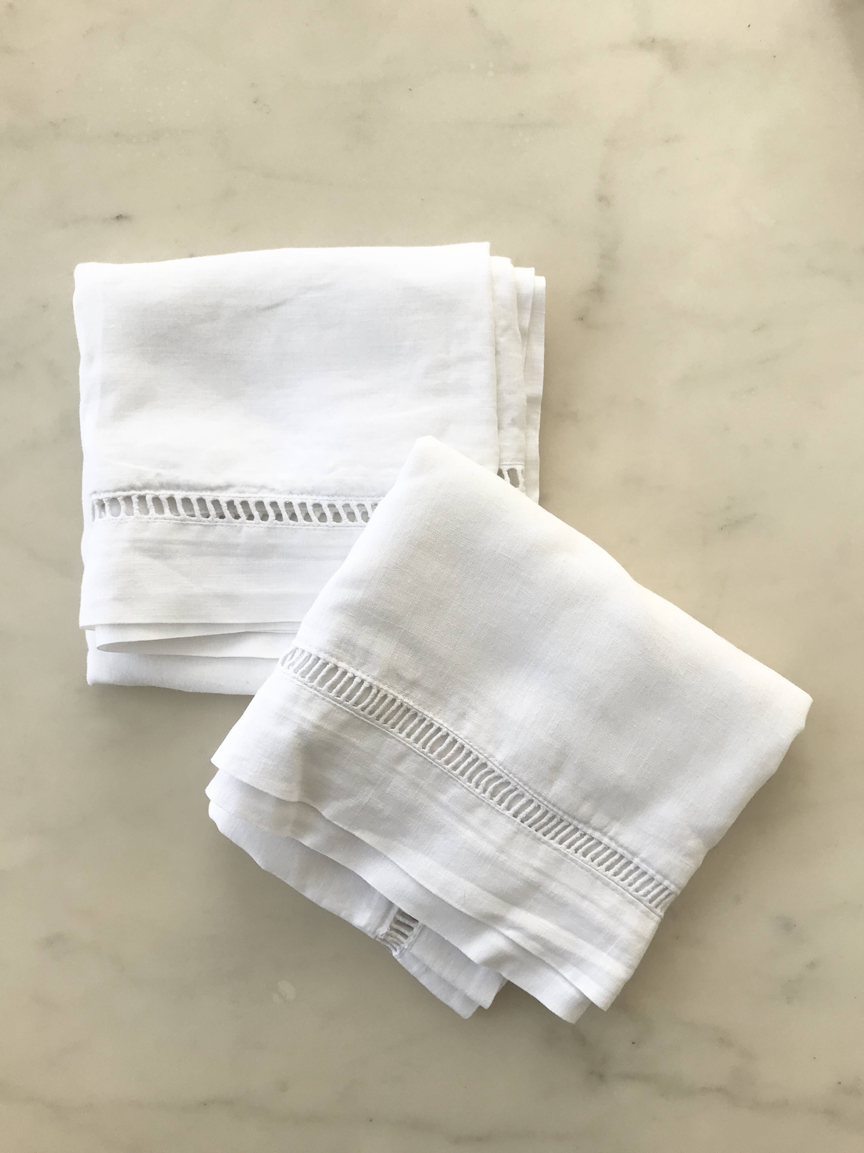Duo of openwork linen pillowcases