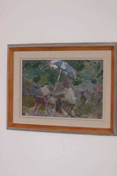 Original Swedish oil on panel – “Seated Figure” by Gösta Stawåsen – vintage & framed – 38 × 29 cm (15.0" × 11.4")