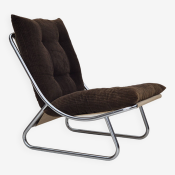 Années 1970, design britannique de Peter Hoyte, chaise longue "Sling", velours côtelé, état d'origine.