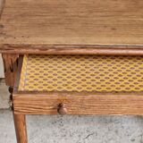 Desk, pine table, turned wooden legs, vintage, 70s