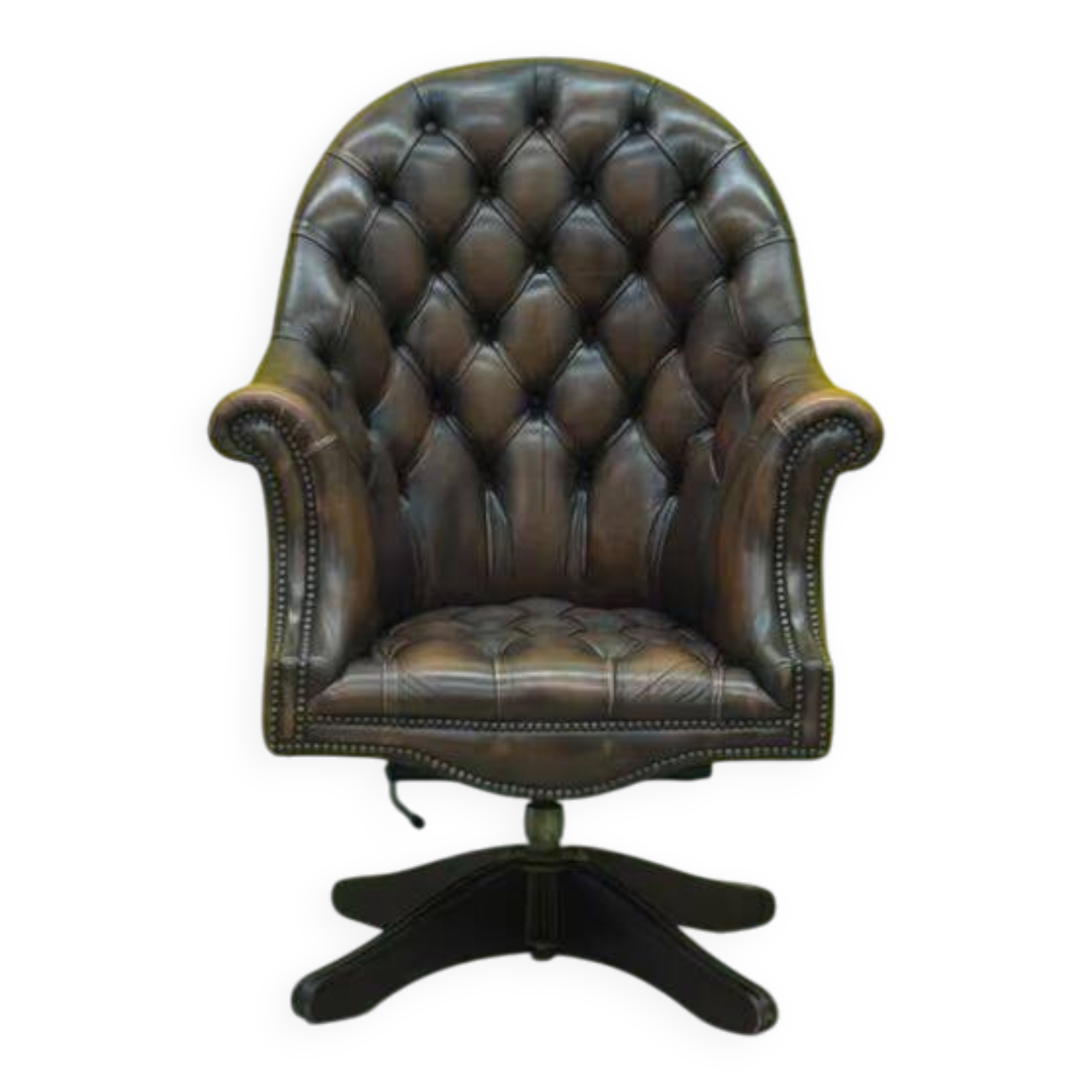 Brown leather chesterfield directors armchair