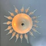Venetian chandelier in white and gold Murano glass, circa 1980