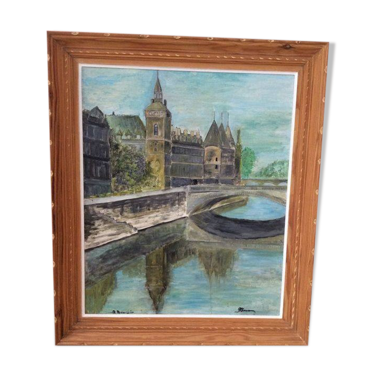 Old painting, landscape of Paris