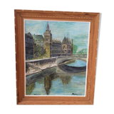 Old painting, landscape of Paris