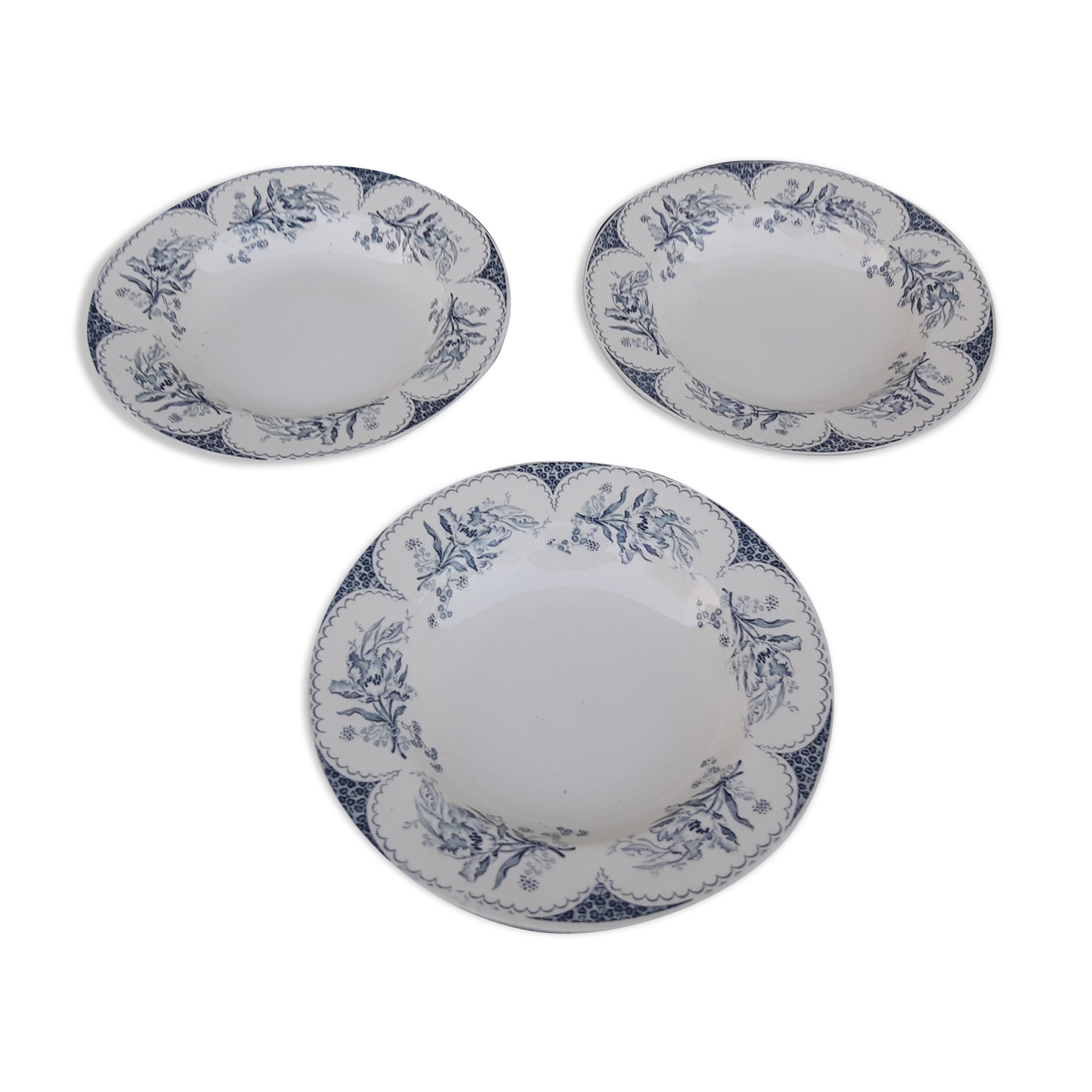 3 hollow plates in lunéville earthenware model Lille diam 22.5 cm