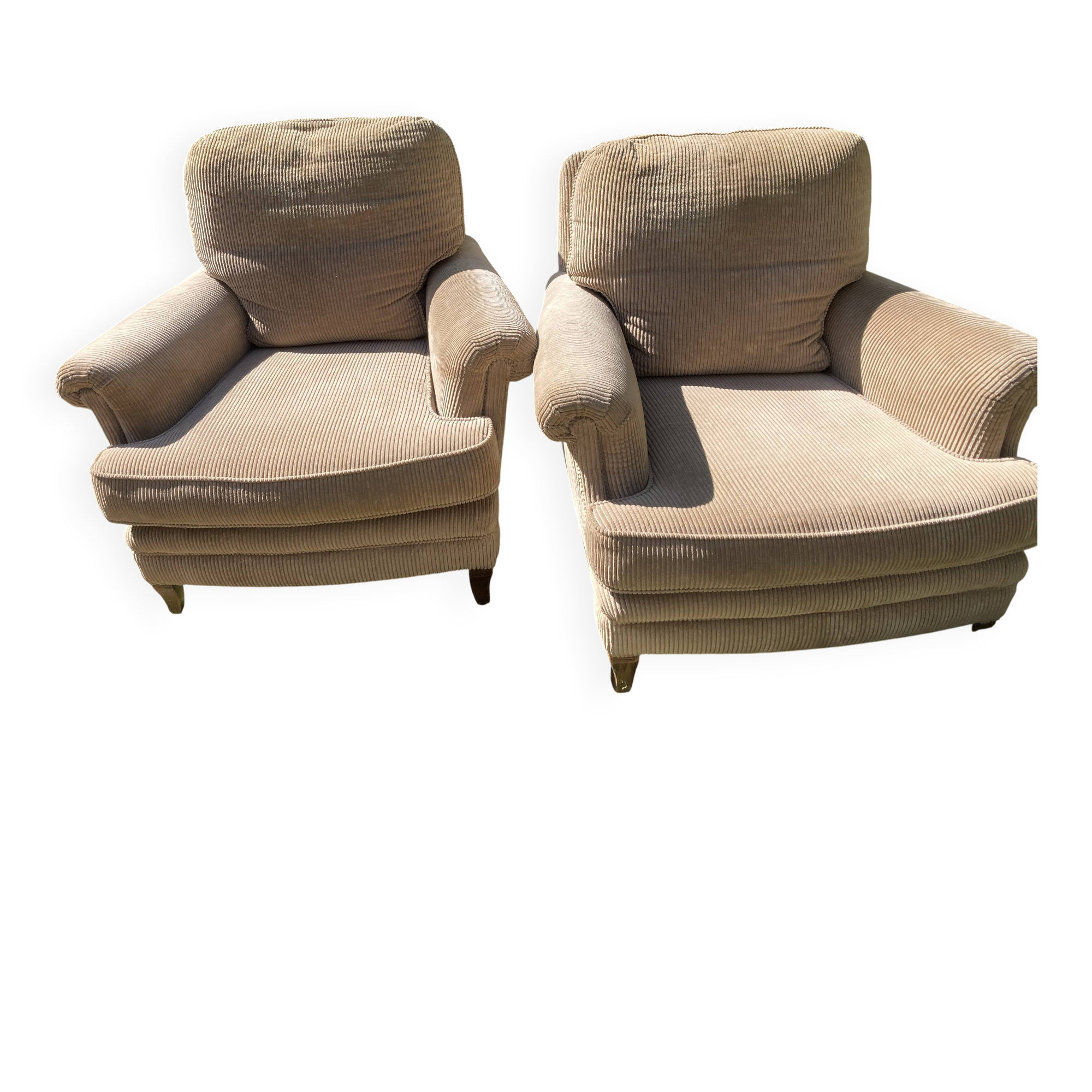 Paire de fauteuils vintage en velour côtelé