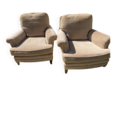 Paire de fauteuils vintage en velour côtelé