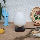Art Deco swan and white globe table lamp with black marble base