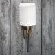 Brass wall light, black lacquered metal and white opal glass, 50s.