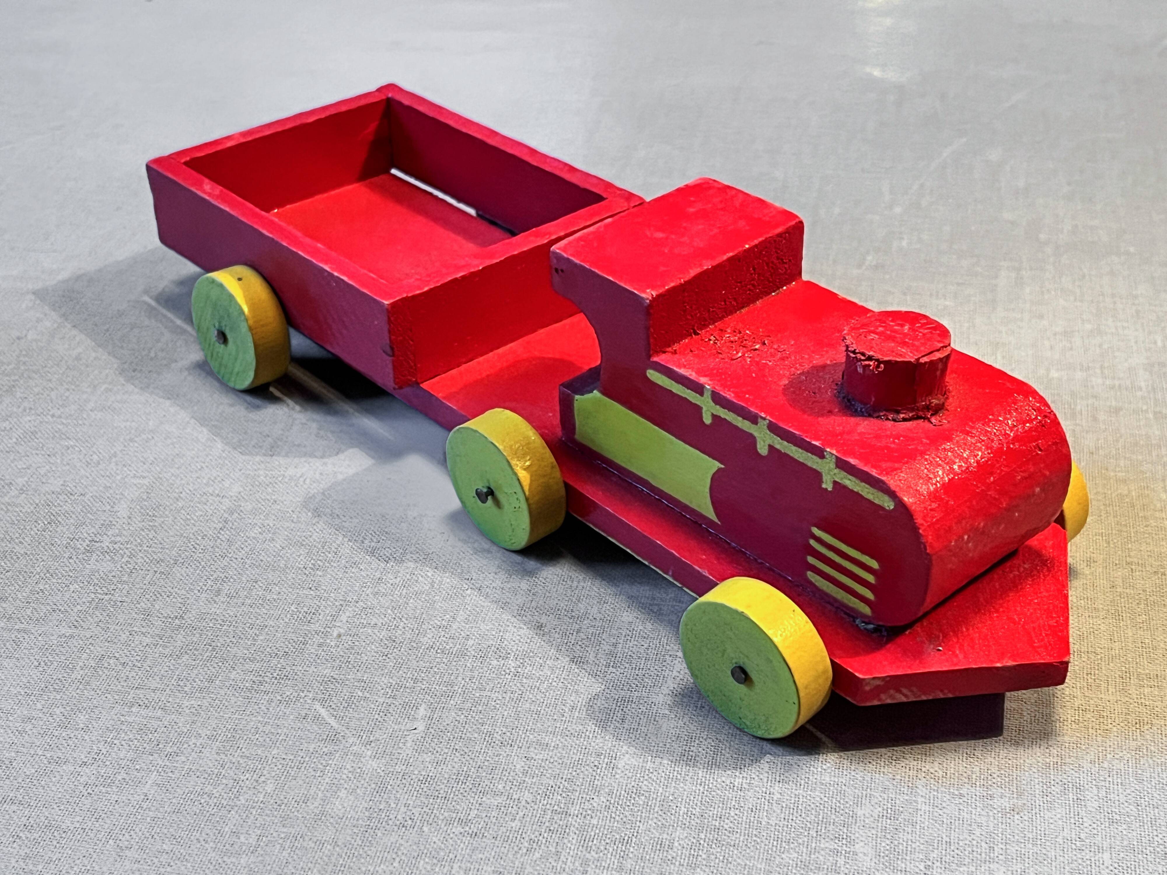 Wooden locomotive and tender, antique toy