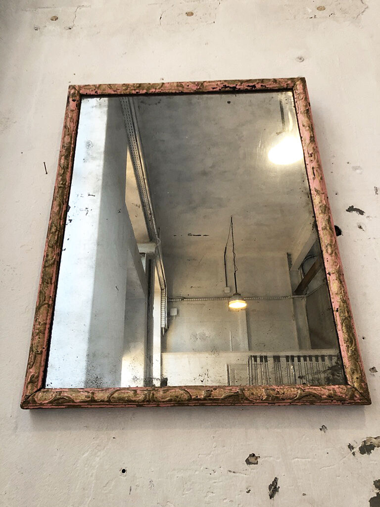 Pink patinated mirror 19th 54x70cm